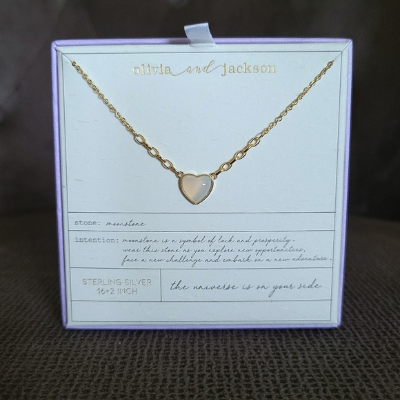Olivia and Jackson Stationary Moonstone🌙 Heart❤️ Necklace - NIB - Picture 15 of 16